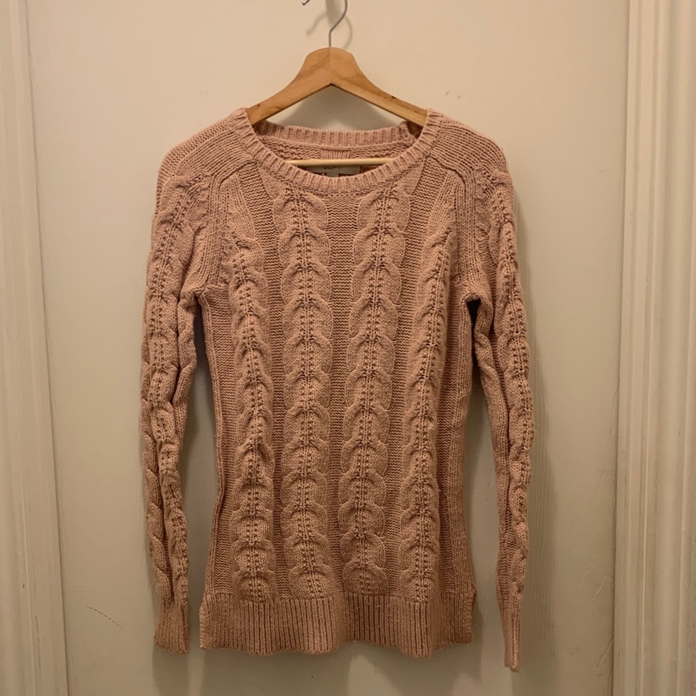 LOFT Blush Cable Knit Sweater